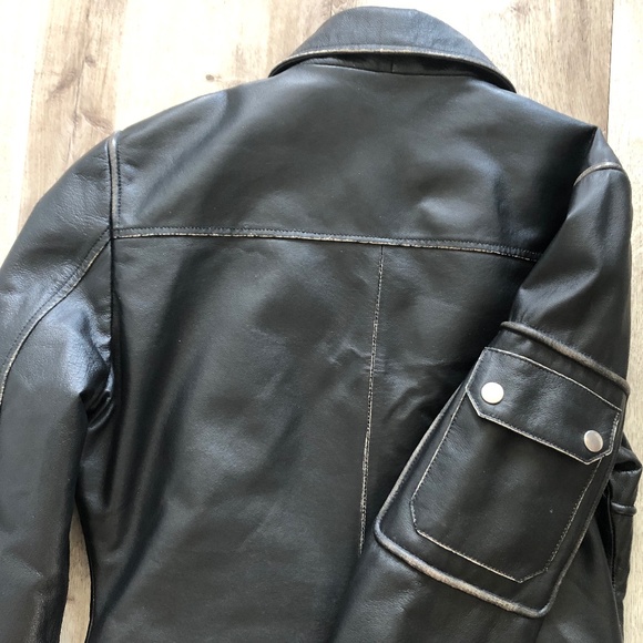 Leather Biker Jacket, Skotts, Vintage, Moto Jacket, Black, Distressed, Size S - Picture 11 of 16